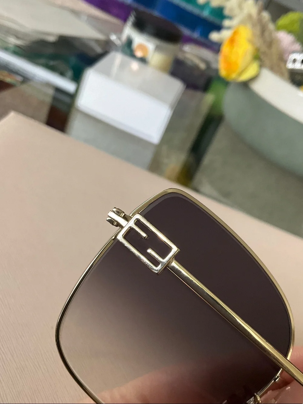 Fendi Gold Metal Frame Sunglasses with Brown Gradient Lenses